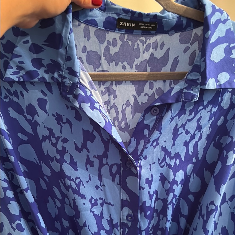 Blue Patterned Women's Dress - Picture 4 of 4